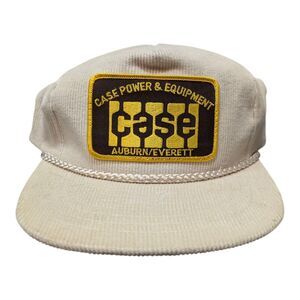 Case Equipment Hat Rope Corduroy Vintage Beige Snap Back Adjustable Cotton Rare